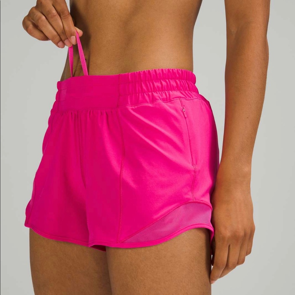 lululemon hotty hot short 4 inch inseam in size 6 and sonic pink.